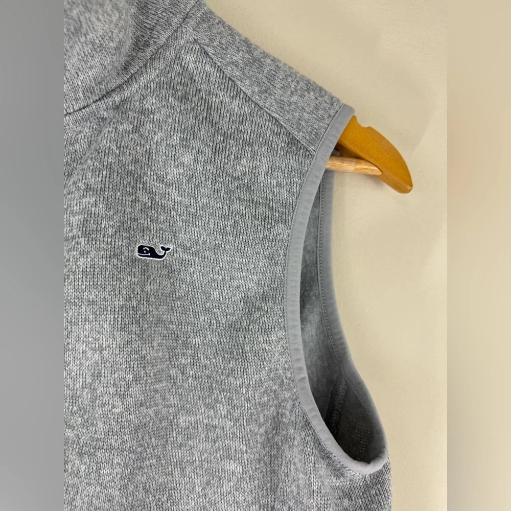 Vineyard Vines Heather Gray Full Zip Sweater Vest Unisex Size L (16)